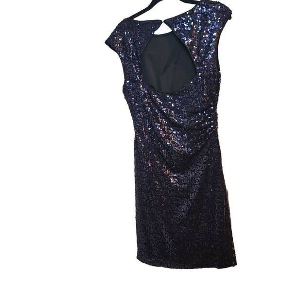 Cache Women's Party Dress Cocktail Sequins Mini Cutout Back Purple Black Size 10 - Picture 11 of 11